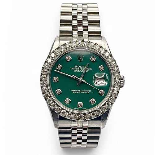 36mm DateJust Rolex With Green Diamond Dial