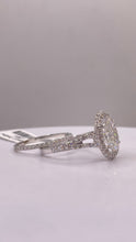Load image into Gallery viewer, 3.23 CT. Lab Grown Oval Halo Diamond Engagement Ring With Wedding Band In 18 KT White Gold