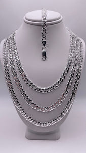 6mm Double Curb Link Chain/Bracelet In Silver