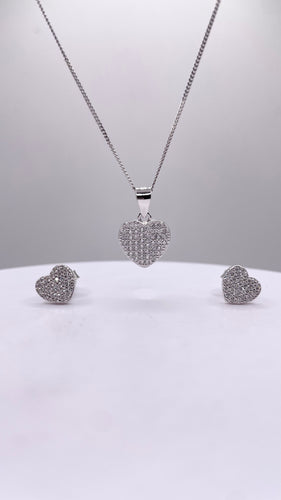CZ Heart Set In Silver