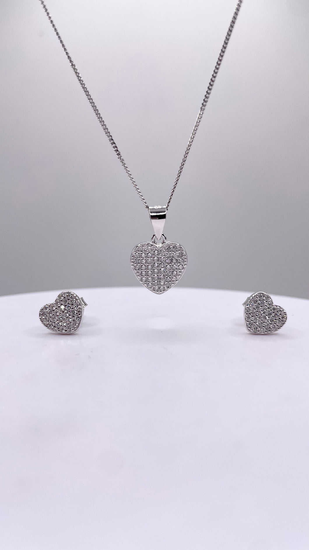 CZ Heart Set In Silver