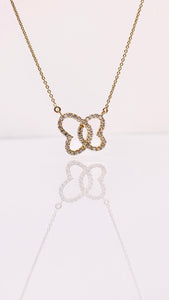 Women’s Double Heart CZ Pendent & Cable Link Chain In 10 KT Yellow Gold
