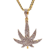 Load image into Gallery viewer, 1.03 CT. Natural Diamond Marijuana Leaf Pendant In 10 KT Yellow Gold