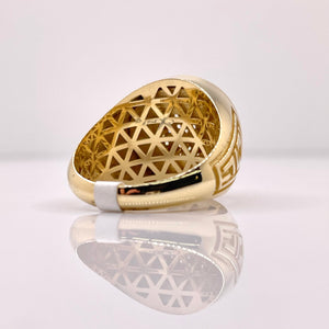 CZ Greek Key Design Men’s Ring In 14 KT Yellow Gold