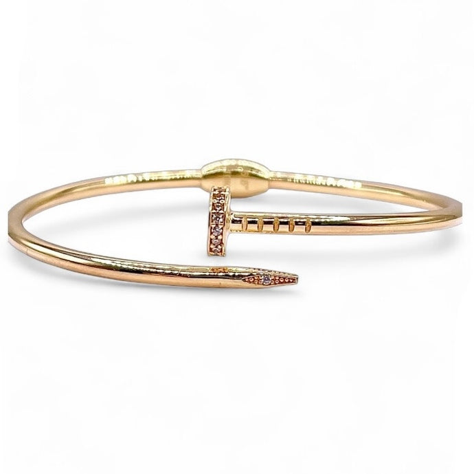 Women’s Nail Bangle In 10 KT Yellow Gold With CZ