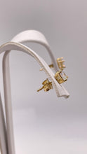Load image into Gallery viewer, 4.2mm Princess-Cut Cubic Zirconia Stud Earring In 10 KT Yellow Gold