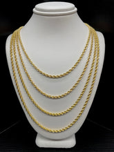 Load image into Gallery viewer, 2.7mm Solid Rope Chain In 10 KT Yellow Gold