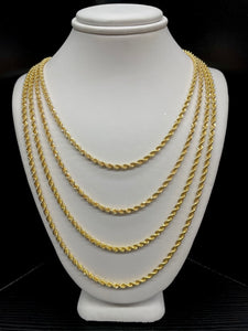 2.7mm Solid Rope Chain In 10 KT Yellow Gold
