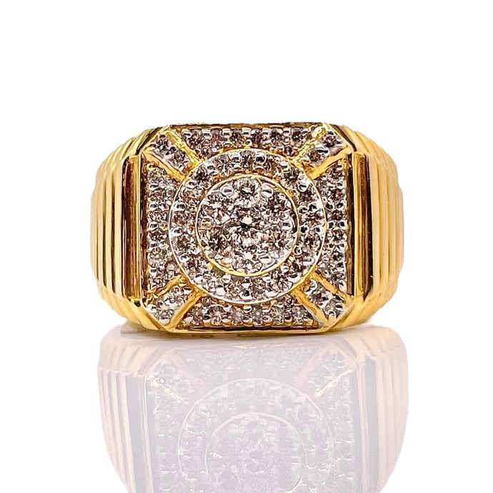 0.91 CT. Natural Diamond Men’s Ring In 10 KT Yellow Gold
