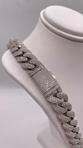 14mm Moissanite Miami Cuban Link Chain In Silver