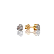 Load image into Gallery viewer, 0.12 CT. Natural Diamond Heart Shape Stud Earrings In 10 KT Yellow Gold