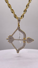 Load image into Gallery viewer, 0.78 CT. Natural Diamond Bow &amp; Arrow Pendant In 10 KT Yellow Gold