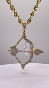 0.78 CT. Natural Diamond Bow & Arrow Pendant In 10 KT Yellow Gold