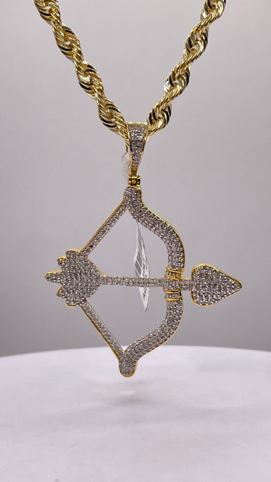 0.78 CT. Natural Diamond Bow & Arrow Pendant In 10 KT Yellow Gold