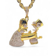 Load image into Gallery viewer, 1.09 CT. Natural Diamond Homer &amp; Bart Simpson Pendent In 10 KT Yellow Gold