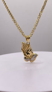 Prayer Hands Pendent & Franco Chain Combo In 10 KT Yellow Gold