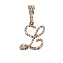 Load image into Gallery viewer, 0.30 CT. Natural Diamond L Initial Pendant In 10 KT Yellow Gold
