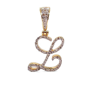 0.30 CT. Natural Diamond L Initial Pendant In 10 KT Yellow Gold