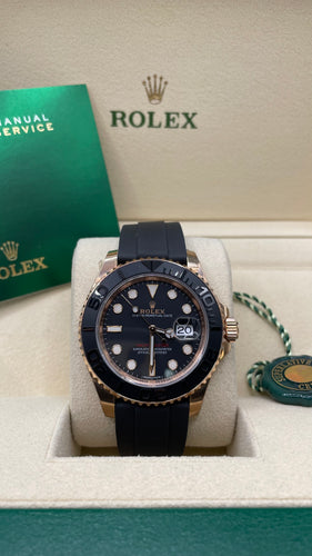 40mm 18 KT Rose Gold Yacht Master Rolex Mens Watch With Black Dial