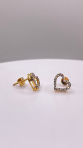 0.17 CT. Natural Diamond Heart Shape Stud Earrings In 10 KT Yellow Gold