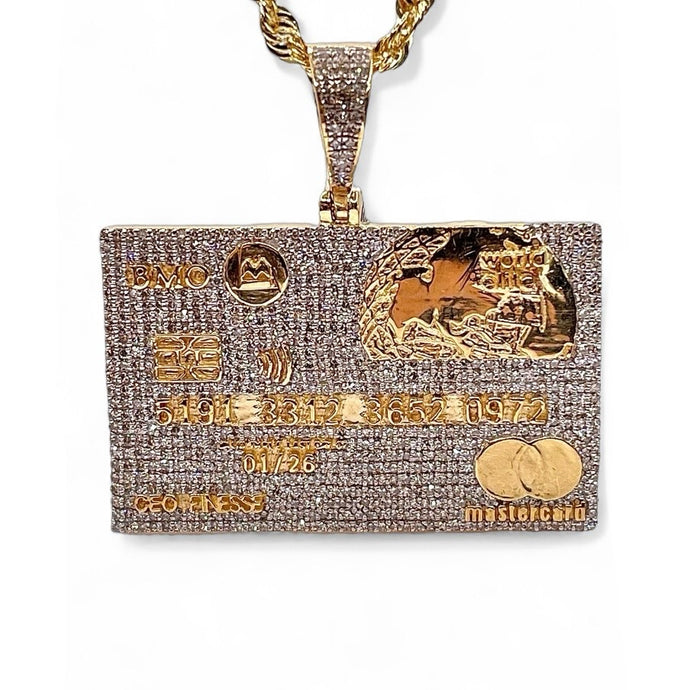 1.40 CT. Natural Diamond Credit Card Pendent In 10 KT Yellow Gold