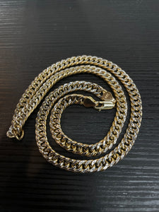 5mm Two-Tone Diamond Cut Double Curb Link In 10 KT Yellow & White Gold