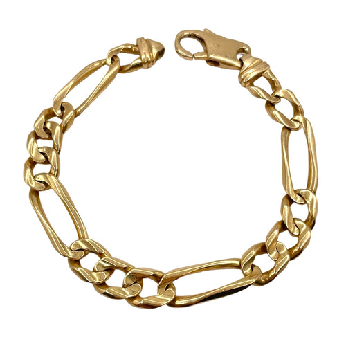 9mm Solid Figaro Link Chain In 18 KT Yellow Gold