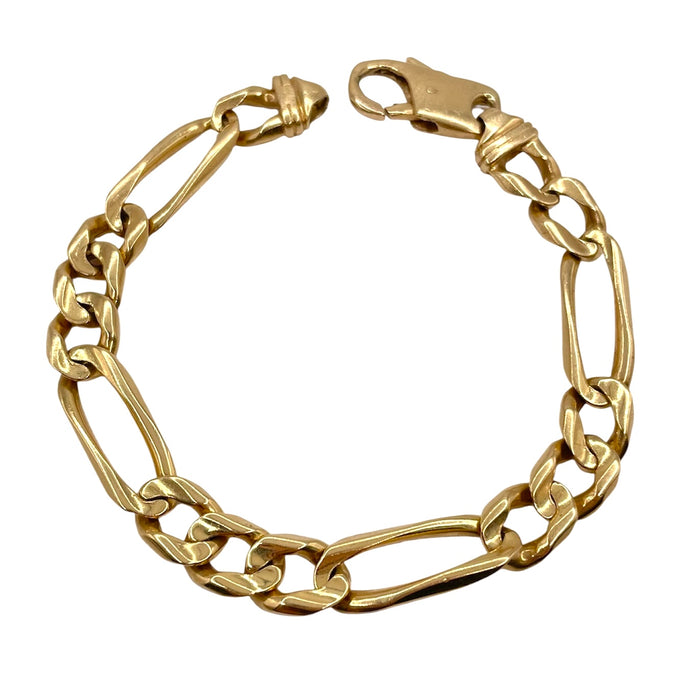 9mm Solid Figaro Link Chain In 18 KT Yellow Gold