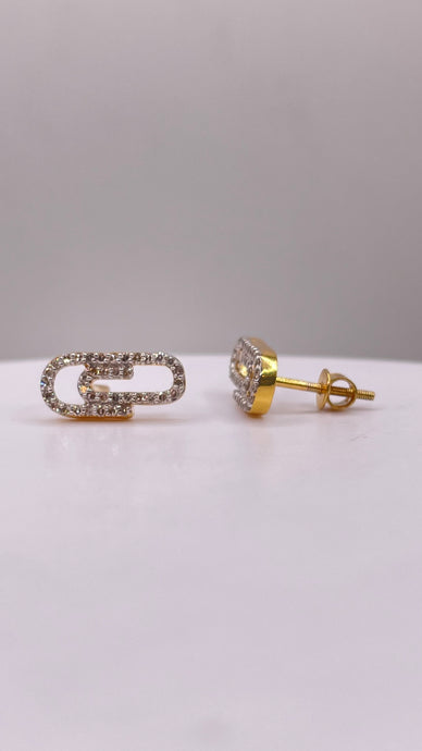 0.30 CT. Natural Diamond PaperClip Stud Earrings In 10 KT Yellow Gold