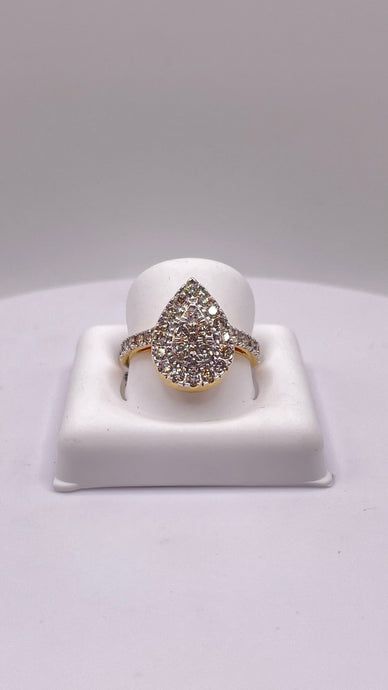 0.90 CT. Natural Diamond Pear Shape Women’s Ring In 10 KT Yellow Gold