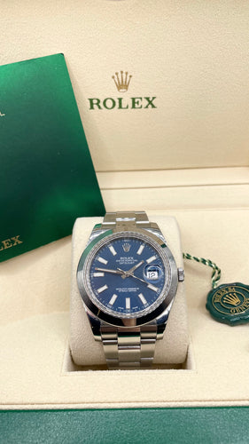 41mm DateJust Rolex Men’s Watch With Bright Blue Dial