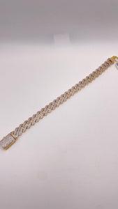 6.74 CT. Natural Diamonds Zig-Zag Cuban Bracelet In 10 KT Yellow Gold