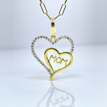 Load image into Gallery viewer, 0.28 CT. T.D.W Natural Diamond Double Heart Mom Pendant In 10 KT Yellow Gold