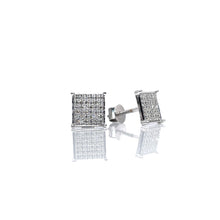 Load image into Gallery viewer, 0.19 CT. Natural Diamond Square Shape Stud Earrings In 10 KT White Gold