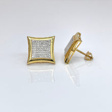 Load image into Gallery viewer, 0.29 CT. Natural Diamond Square Shape Stud Earrings In 10 KT Yellow Gold