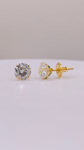 2.00 CT. Lab Grown Diamond Stud Earrings In 14 KT Yellow Gold