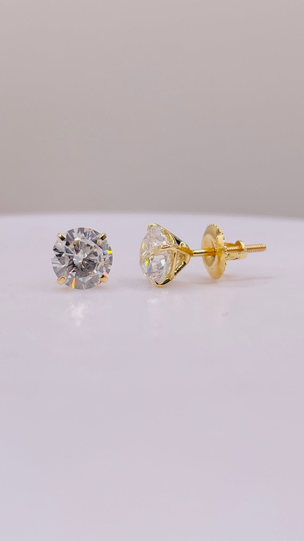 2.00 CT. Lab Grown Diamond Stud Earrings In 14 KT Yellow Gold