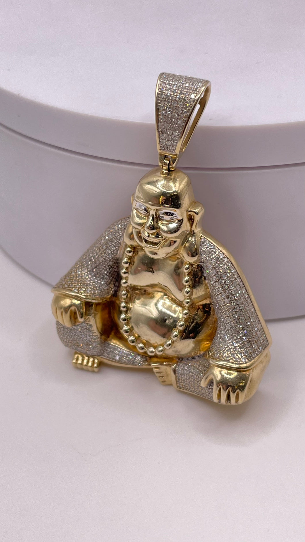 Natural Diamond Buddha Pendant In 10 KT Yellow Gold