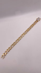 12mm CZ Zig-Zag Cuban Chain & Bracelet Combo In 14 KT Yellow Gold