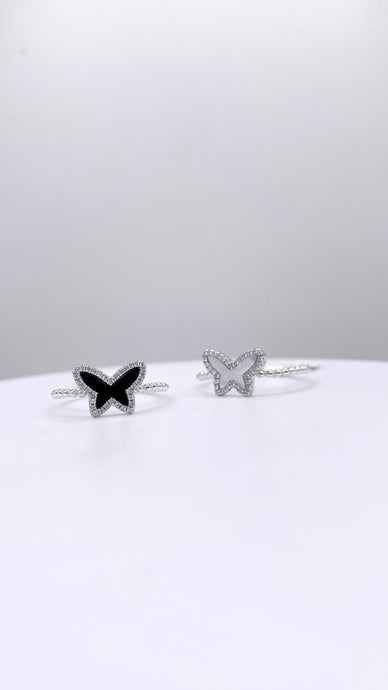 Butterfly Ball Ring In Silver With CZ