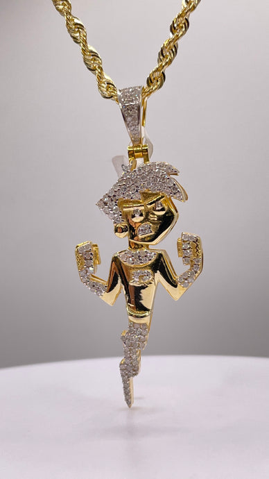 0.80 CT. Natural Diamond Danny Phantom Pendant & In 10 KT Yellow Gold