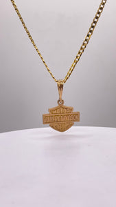 Harley-Davidson Pendent & Curb Chain Combo In 10 KT Yellow Gold