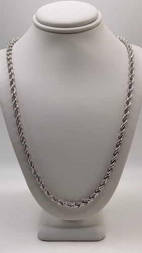 4.2mm Solid Rope Link Chain In 10 KT White Gold