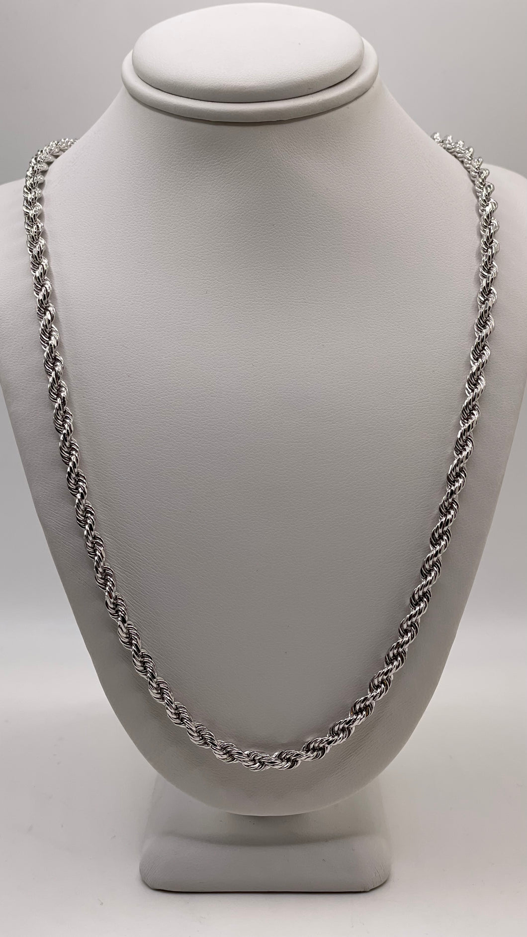 4.2mm Solid Rope Link Chain In 10 KT White Gold