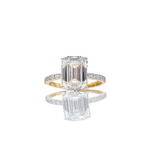 Load image into Gallery viewer, 3.51 CT. T.D.W Emerald Cut Lab Grown Diamond Engagement Ring In 14 KT Yellow Gold
