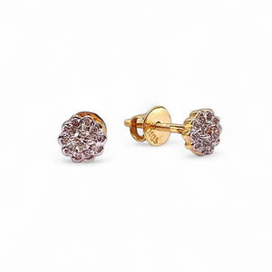 0.11 Ct. Natural Diamond Dainty Flower Shape Stud Earrings In 10 KT Yellow Gold