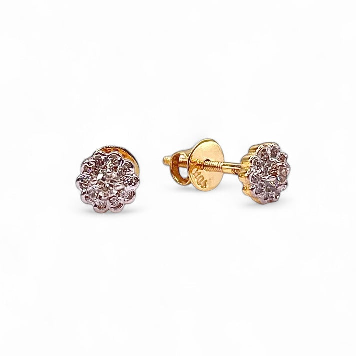 0.11 Ct. Natural Diamond Dainty Flower Shape Stud Earrings In 10 KT Yellow Gold