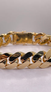 14.9mm Solid Miami Cuban Link Bracelet In 10 KT Yellow Gold