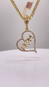 0.27 CT. Natural Diamond Mom Heart Shape Pendent In 10 KT Yellow Gold