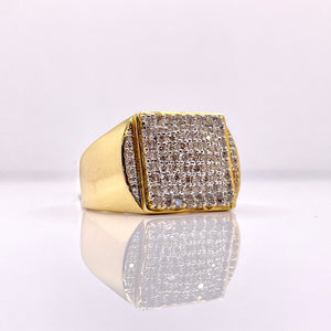1.02 CT. Natural Diamond Men’s Square Ring In 10 KT Yellow Gold